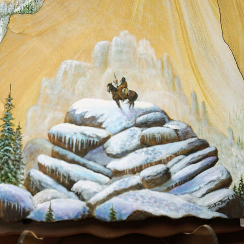 Southwest Art Native American On Snowtopped mountain