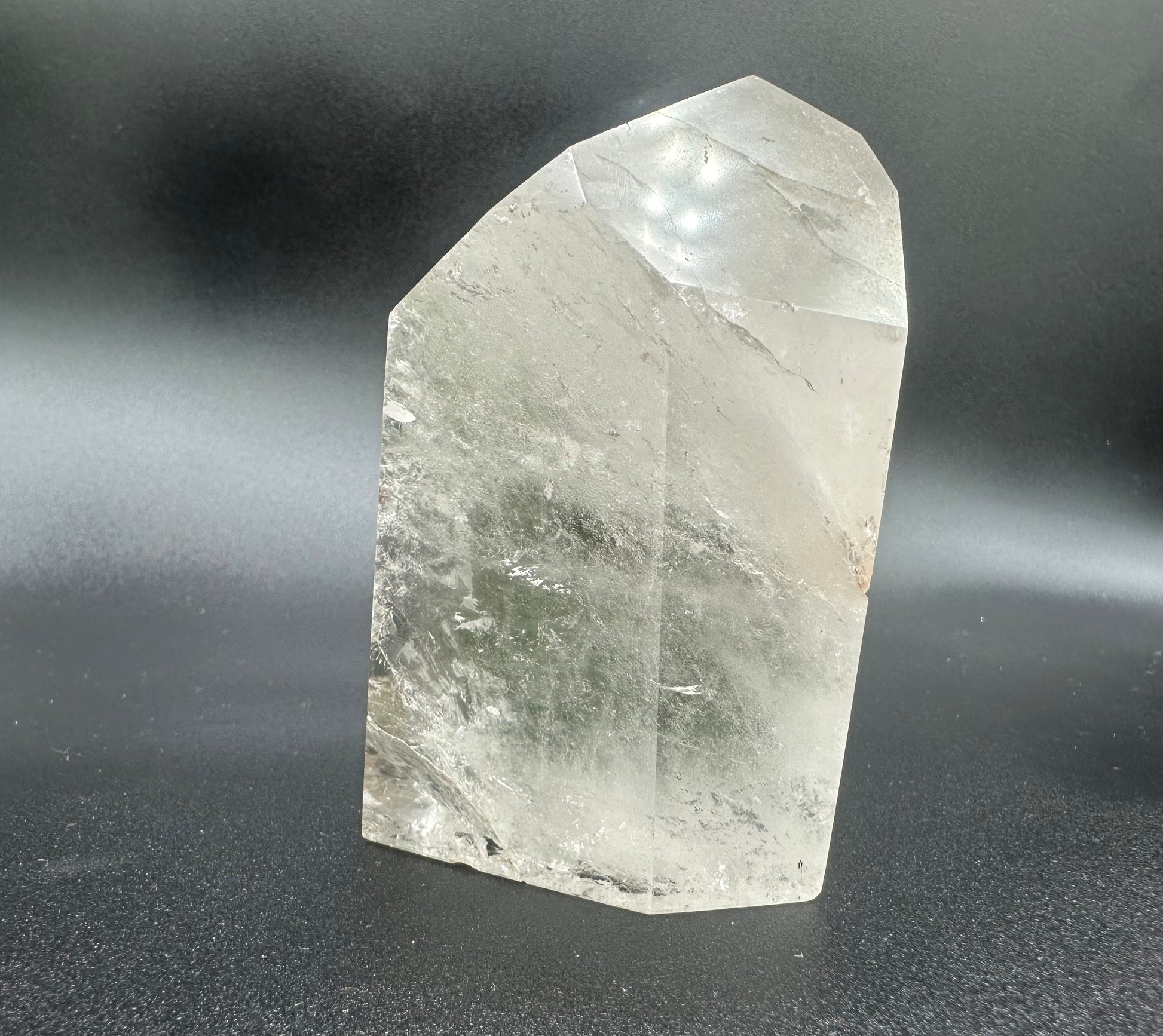 Side View Chlorite Quartz Point Showing Chlorite