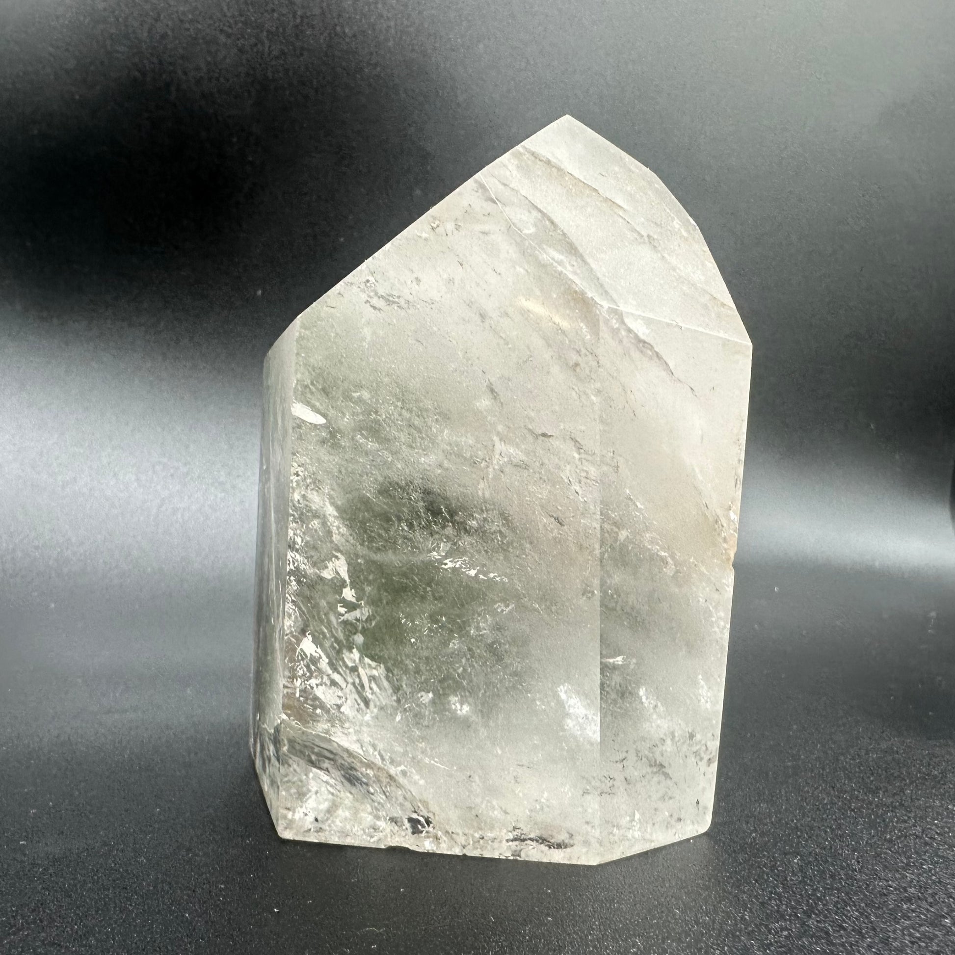 Side Of A Cut And Polished Chlorite Quartz Showing White Chlorite