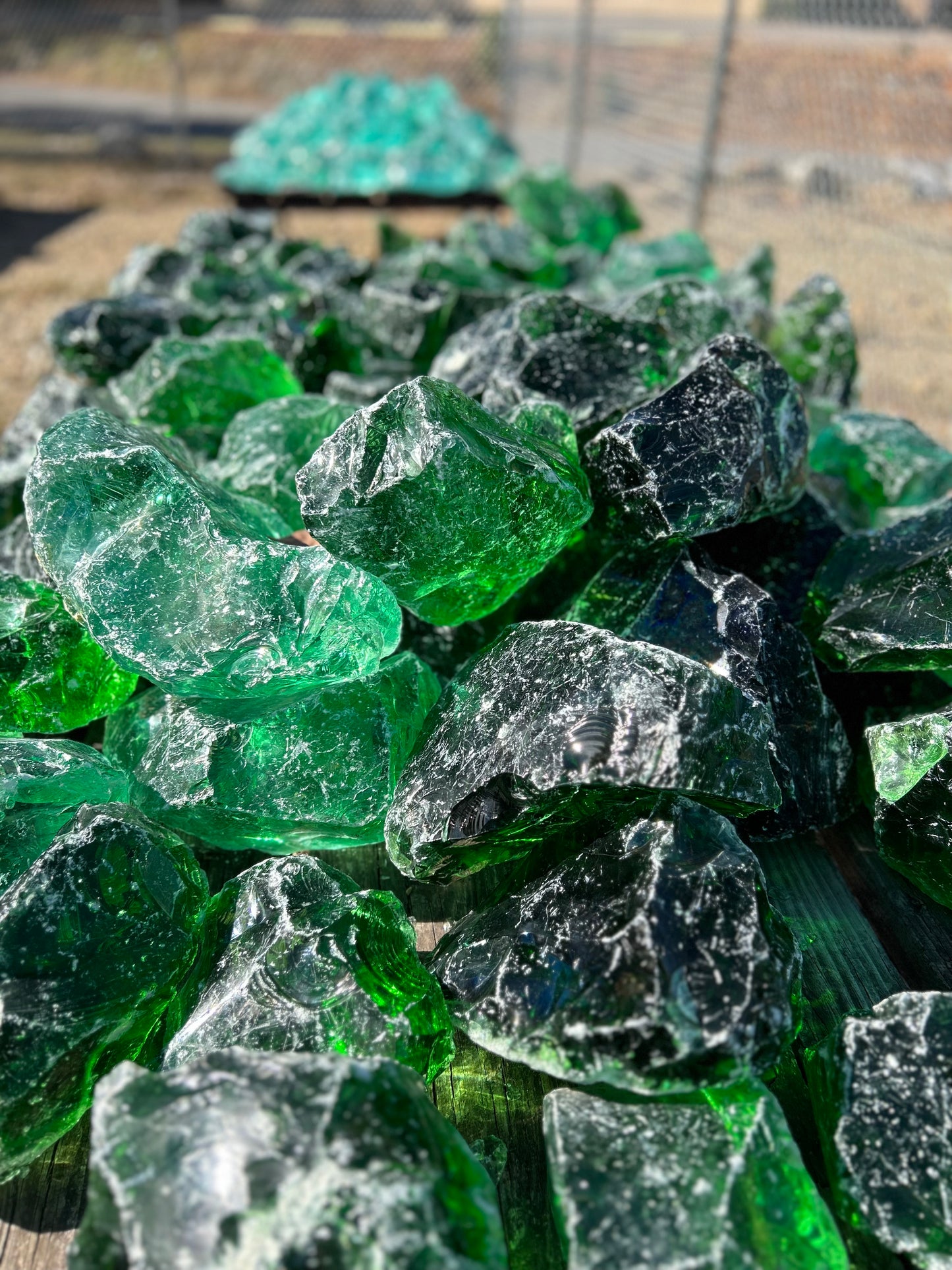 Large Slag Glass Chunks Cullet Glass Sold In Bulk Dark green