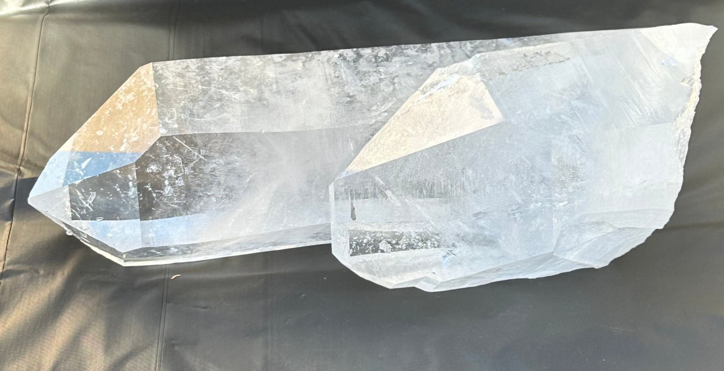 Outdoor image of a crystal point with a tabby crystal