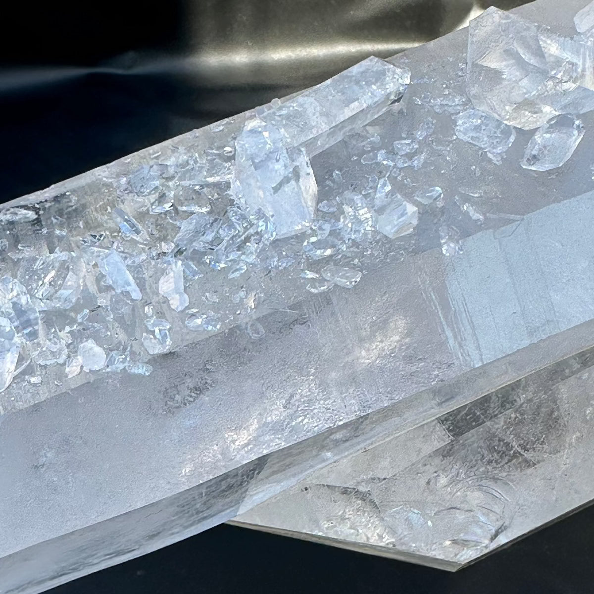 Close up of trigger crystals on a quartz