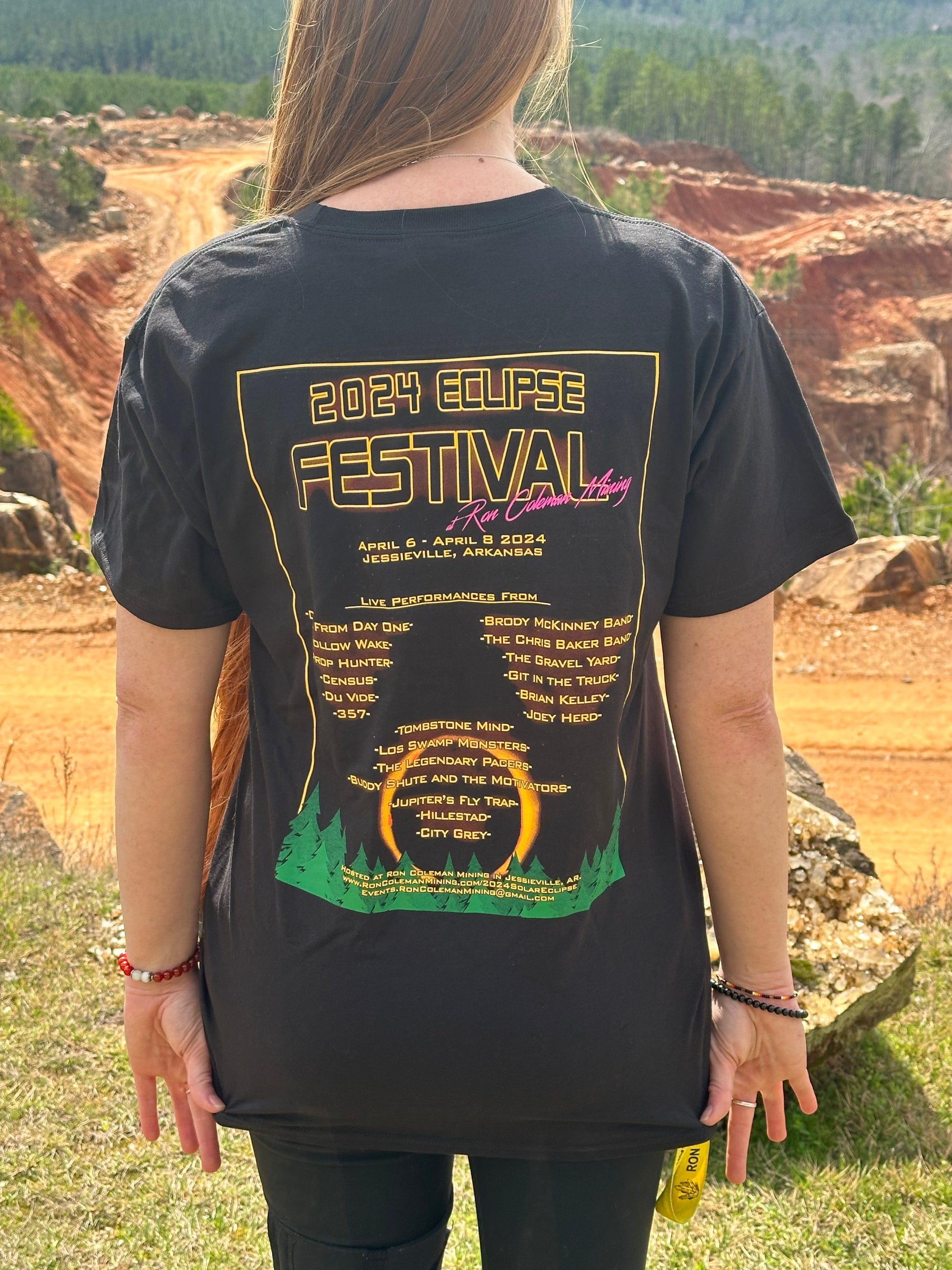 Back of Black Short-Sleeve Commemorative 2024 Eclipse Festival T-Shirt 