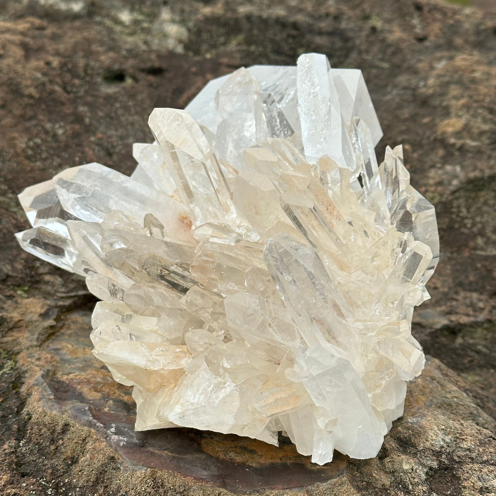 Side View of Water Clear Crystal Cluster