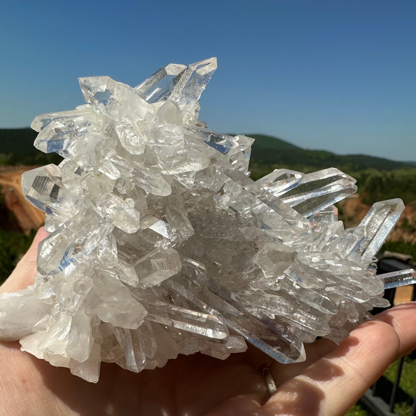 Close Up Of Multiple Point Pristine Small Quartz Cluster From Ron Coleman Mine