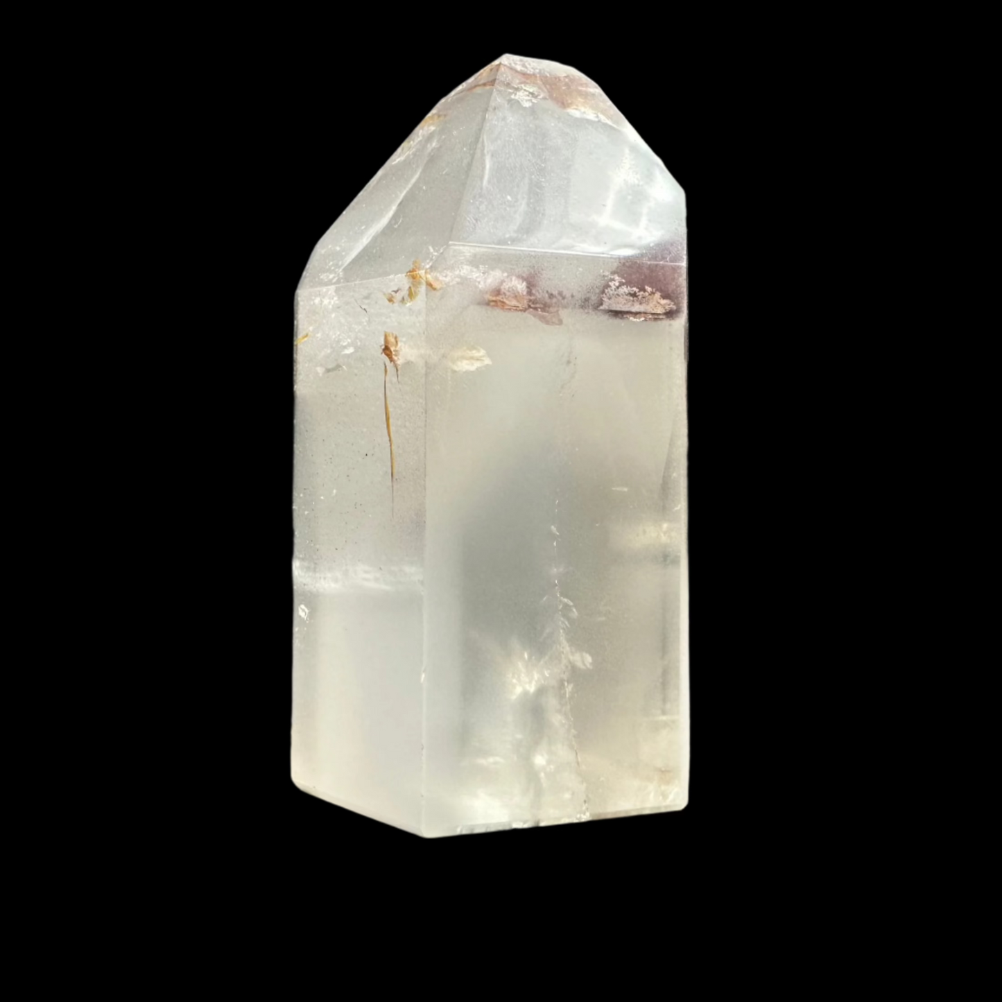 Side View Of Chlorite Quartz Showing Chlorite On Exterior And Interior Of The Mineral