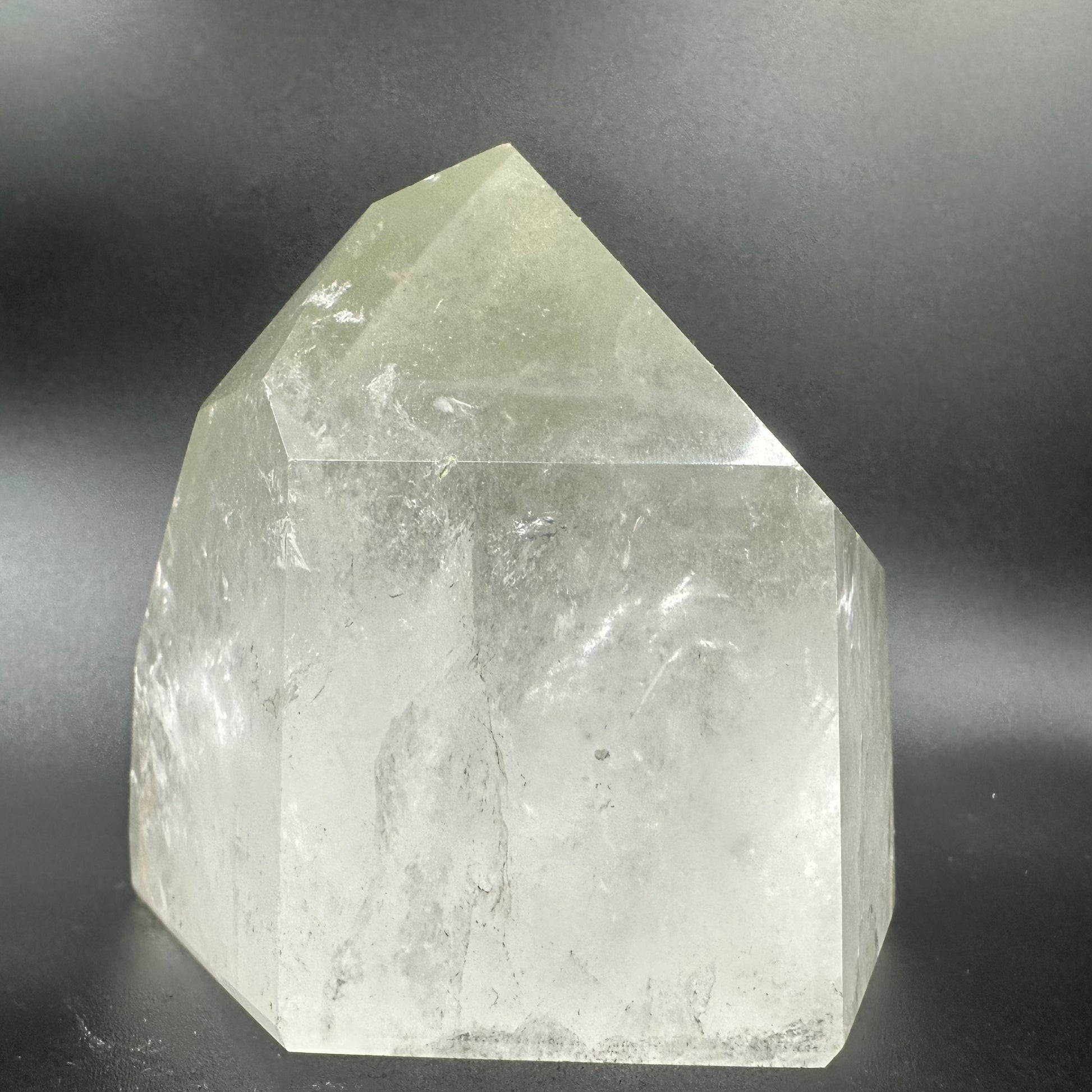 Back View Of Chlorite Included Quartz Crystal Point