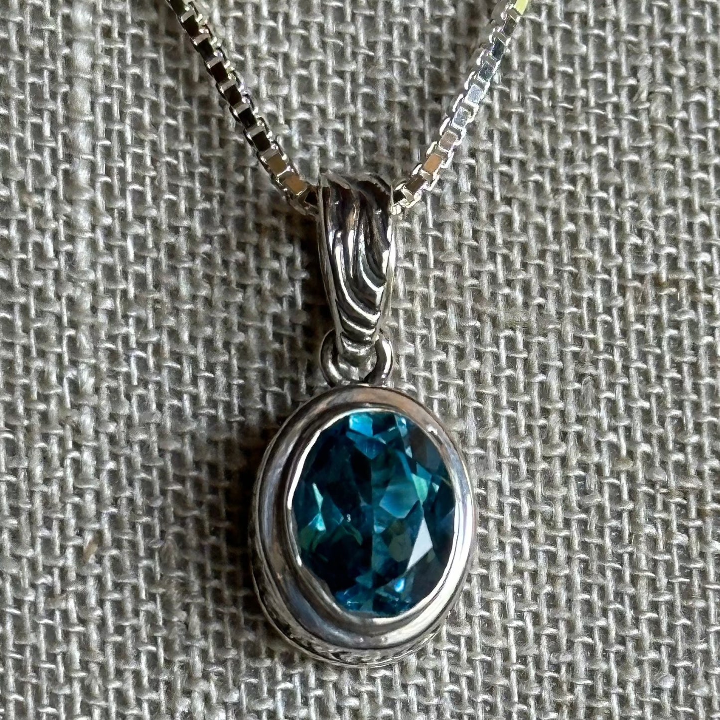 London Blue Topaz Pendant Set In Sterling SIlver Bezel