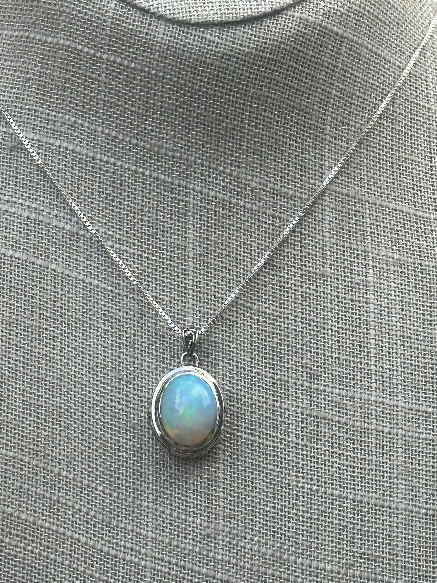 Real Opal Necklace Sterling Silver