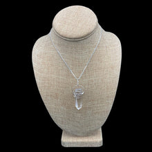 Load image into Gallery viewer, pristine Wire Wrapped Crystal Point Necklace, Sterling Silver Box Chain And A Water Clear Crystal Point Wrapped With Sterling Silver Wire
