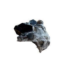 Load image into Gallery viewer, Side View Of Smoky Quartz Crystal Cluster, Shiny And Smooth Dark Black In Color
