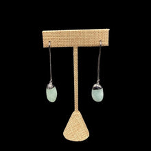Load image into Gallery viewer, Aquamarine Gemstone Dangle Earrings, Hardware Is Black And Gemstones Are A Polished Light Blue
