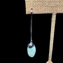 Load image into Gallery viewer, Close Up Of Aquamarine Gemstone Dangle Earrings, Black Hardware And Gemstone Is A Polished Light Blue
