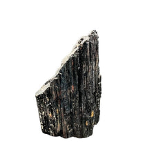 Load image into Gallery viewer, Back Side Of Black Tourmaline Cut Base With Mica, Shiny Black White And Rust Color
