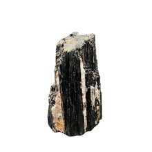 Load image into Gallery viewer, Front Side Of Black Tourmaline Cut Base With Mica, Shiny Black Pink And Rust
