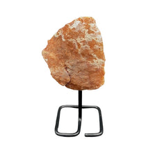 Load image into Gallery viewer, Back Side Of Citrine Crystal Cluster, Left Natural And On A Black Metal Stand
