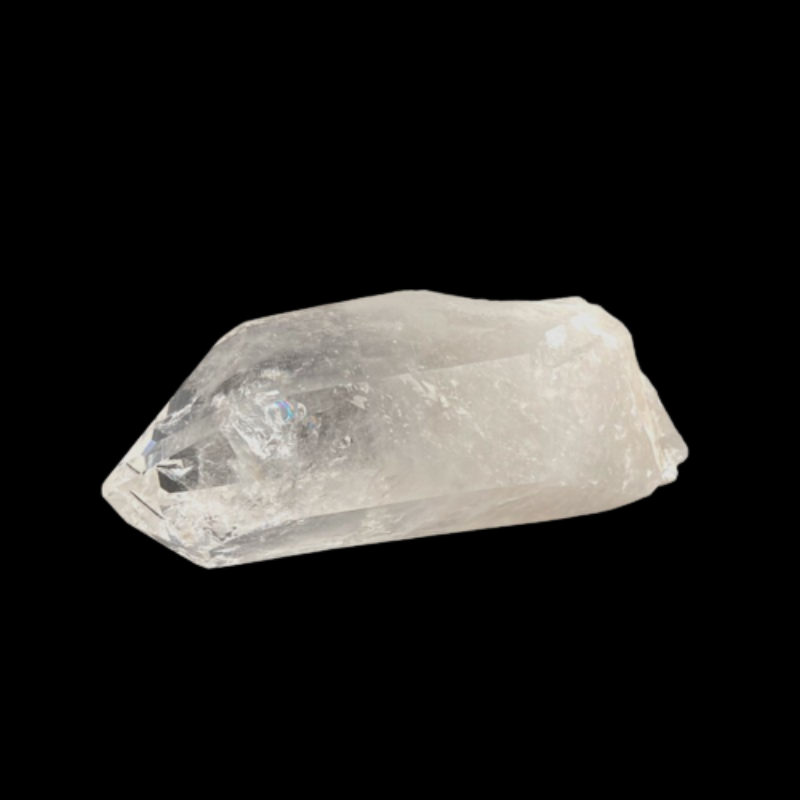 Left Side Of Metaphysical Properties Super Blue Moon Quartz Crystal Point, Large And Water Clear With Some Inclusions
