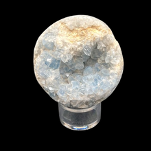 Load image into Gallery viewer, Blue Celestite 3 Inch Sphere Tabletop Decor, Front Side Of Blue Celestite Sphere
