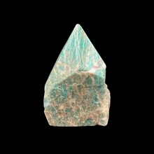 Load image into Gallery viewer, How to Use Amazonite Polished Point Rock Specimen in Your Meditation Practice, Front Side Polished Teal Blue And Some Natural White
