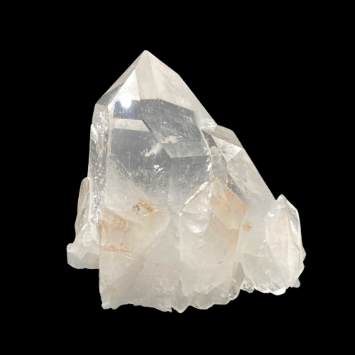 Exquisitely Water Clear Super Blue Moon Charged Quartz Cluster, Front View Of Cluster