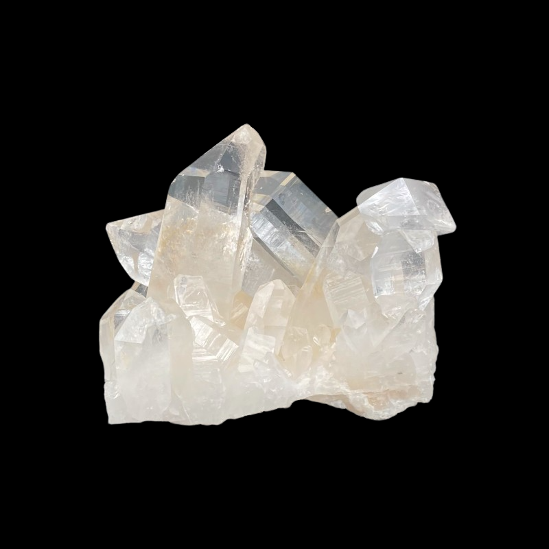 Clear Quartz Crystal Cluster, Front View Of Multiple Points
