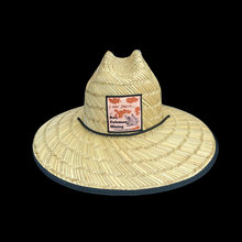Load image into Gallery viewer, Top Side Of Ron Coleman Mining I Got Dirty Straw Hat, Natural Color And Black Pull string, With Ron Coleman Patch
