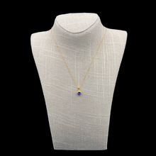 Load image into Gallery viewer, Unique Tanzanite Gemstone Gold Necklace, Gemstone Is Round And Bright blue, Chain Is Gold
