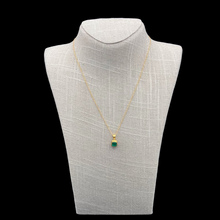 Load image into Gallery viewer, Small Square Emerald Gemstone Gold Necklace,Gemstone Is A Deep Green
