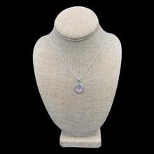 Load image into Gallery viewer, Sterling Silver And Light Pink Rose Quartz Pendant Necklace, Pendant Is Oval In Shape
