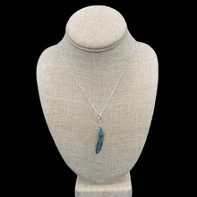 Load image into Gallery viewer, Sterling Silver And Abalone Shell Feather Pendant Necklace, Feather Has Flashes Of The Colors Blue And Green
