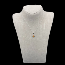 Load image into Gallery viewer, Sterling Silver And Shimmering Citrine Pendant Necklace, The Chain Is Adjustable And The Pendant Is Round In Shape
