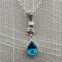 Load image into Gallery viewer, Close Up Of Pendants, Gemstone Is Tear Drop Shaped And Has A Cat Pendant Above It
