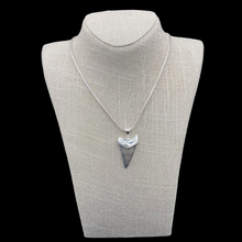Load image into Gallery viewer, Mens Sterling Silver Fossil Shark Tooth Necklace, Shark Tooth Is Grey In Color
