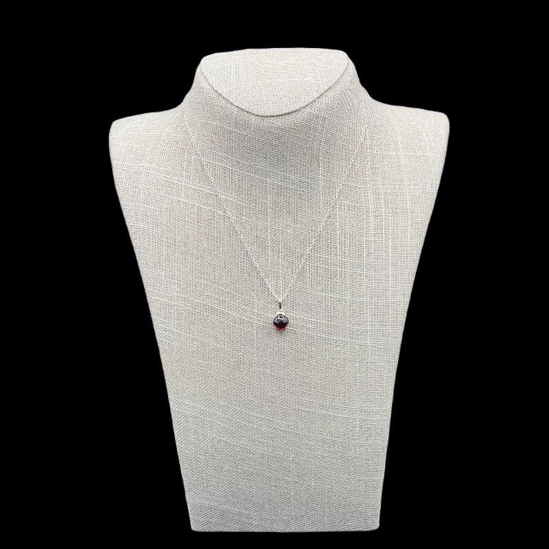 Sterling Silver And Modest Garnet Pendant Necklace, Garnet Gemstone Is A Deep Red