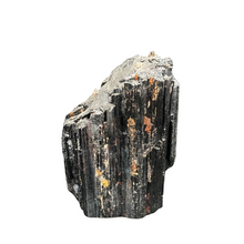 Load image into Gallery viewer, Side View Of Rough And Raw Black Tourmaline With Mica Cut Base

