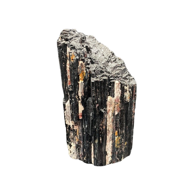 Front Side Of Black Tourmaline With Mica Crystal Specimen, Raw And Natural