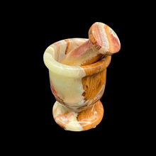 Load image into Gallery viewer, Mostly Brown Mortar And Pestle Natural Stone Mini Polished Onyx Mortar Pill Crusher Travel Size
