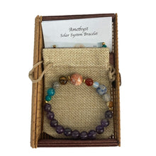 Load image into Gallery viewer, Amethyst And Solar System Bracelet In Box

