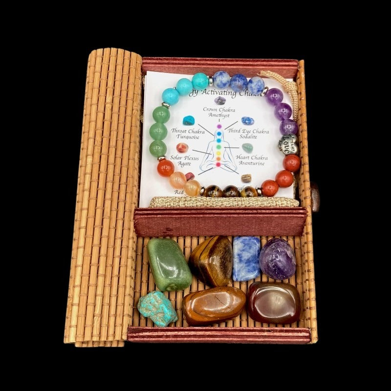 Bracelet And Chakra Stones In Storage Box