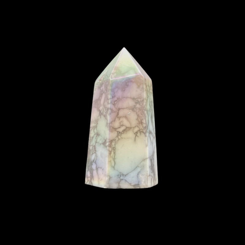 Front Side Of Small White Aura Point With Iridescent Rainbow Overlay