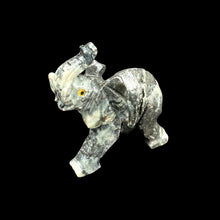Load image into Gallery viewer, Left Side Of Polished Elephant Soapstone Figurine, White And Grey Marbled
