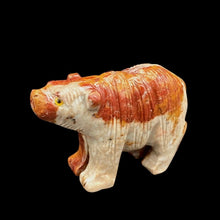 Load image into Gallery viewer, Left Side Of Medium Polished Bear Soapstone Figurine, Red Orange And Beige Marbled
