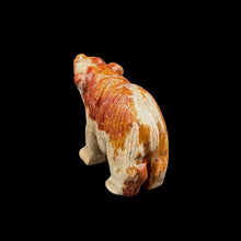 Load image into Gallery viewer, Back Side Of Polished Bear Soapstone Figurine, Red Orange And Beige Marbled
