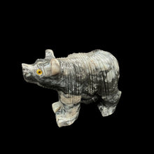 Load image into Gallery viewer, Left Side Of Polished Bear Soapstone Figurine, Marbled Grey
