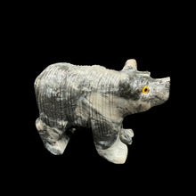 Load image into Gallery viewer, Right Side Of Polished Bear Soapstone Figurine, Marbled Grey
