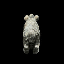 Load image into Gallery viewer, Back Side Of Polished Bear Soapstone Figurine, Marbled Grey
