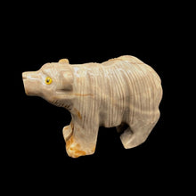 Load image into Gallery viewer, Left Side Of Polished Bear Soapstone Figurine, Beige And Orange Marbled
