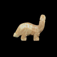 Load image into Gallery viewer, Back Side Of Polished Brachiosaurus Dino Soapstone Figurine, Marbled Beige And White
