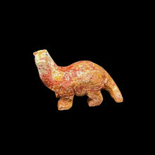 Load image into Gallery viewer, Front Side Of Polished Brachiousaurus Dino Soapstone Figurine, Marbled Red Orange And White
