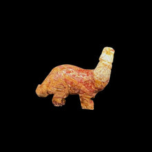 Load image into Gallery viewer, Back Side Of Polished Brachiousaurus Dino Soapstone Figurine, Marbled Red Orange And White
